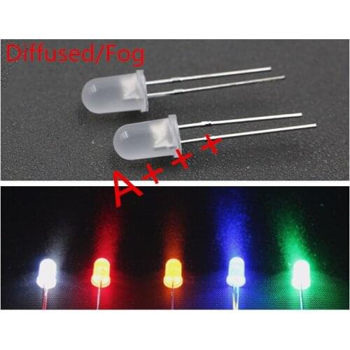 5mm LED white to white/green/yellow/blue/red Emitting Diode Diffused Fog DIP 100 pcs /lot