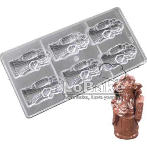 6 cavities High grade Chinese mammon the god of wealth shape chocolate mould PC Polycarbonate mold candy fondant ice cube tools