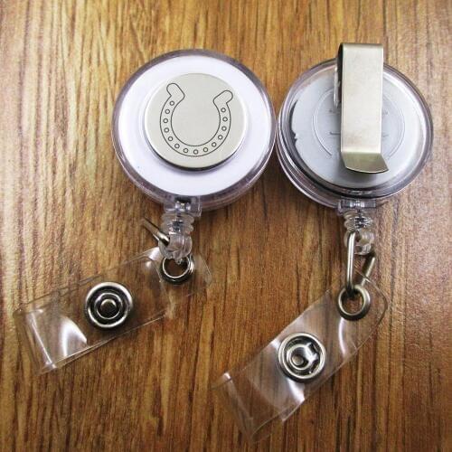 Horse Shoe ID Badge Reel gift for him/her friend family retractable recoil id badge holder work fun
