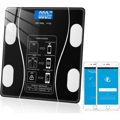 Fashion Bluetooth Body Fat Scale Smart Electronic BMI Composition Analyzer 2021 Hot Selling Precision Bathroom Black Scales