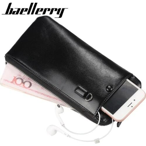 Baellerry Men Wallet Phone Pocket Bag Male Purse Card Holder Male Wristlet Clutch Bags Multifunctional Large Capacity Purses