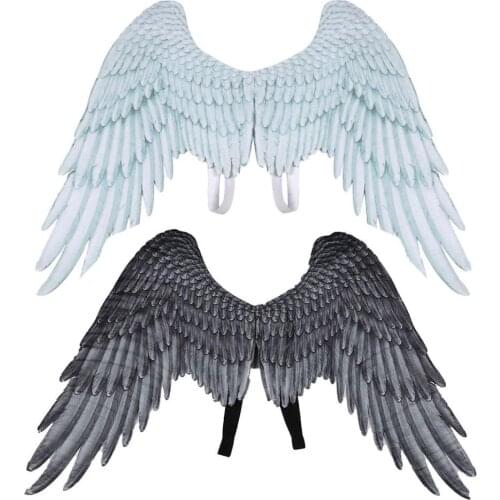 Angel Wings Kids Girls Printed Feather Angel Wings Dress Up Accessory for Mardi Gras Halloween Cosplay Pretend Play Halloween