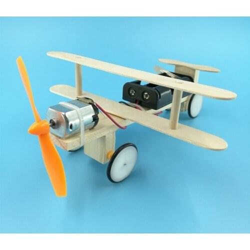 Children Assembling Educational Experiment Toys Electric Toy DIY Electric Handmade Taxiing Airplane Model Blocks Toy