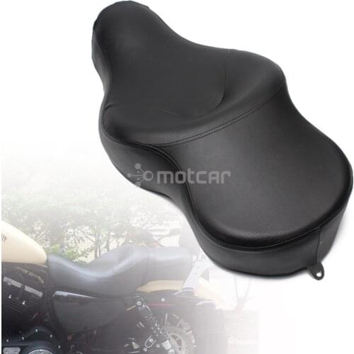 For Harley XL883 XL1200 N Sportster 05-13 Motorcycle Black Solo Leather+Soft Foam Driver+Passenger Pillion Low-Pro Retro Seat