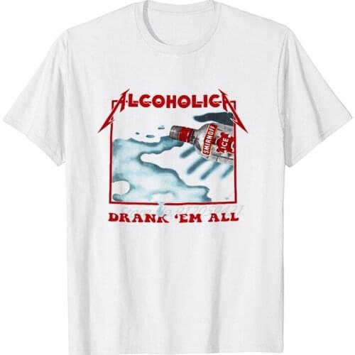 Alcoholica graphic t shirts Drank’em All Vodka Music oversized t shirt short sleeve t-shirts mens clothing