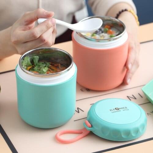 304 Stainless Steel Insulated Lunch Box 430ml Thermos Insulation Pot Soup Cup Pottable Handle Food Container for School Office