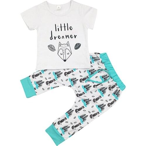 0-2Yrs Babes Girls Boys Clothing Set Soft Animal Printted Tops Pants 2Pcs Summer Infant Kids Clothes Suits