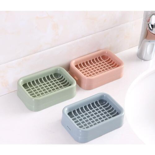 Creative Double-layer Leach Soap Box For Daily Use Bathroom Fresh Plastic Mesh Candy Color Soap Box