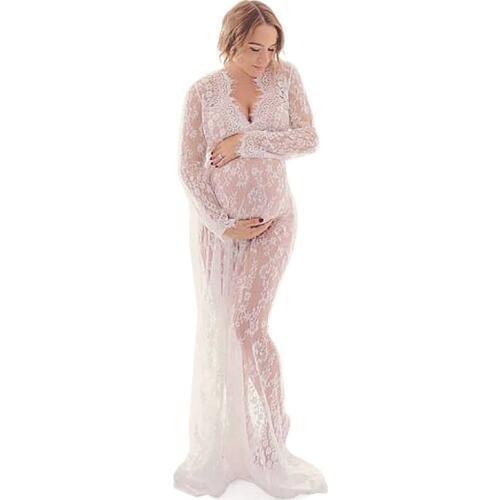 V-neck Lace Pregnancy Dresses Fancy Shooting Photo Pregnant Clothes Photography Props Maxi Maternity Gown Maternity Clothing