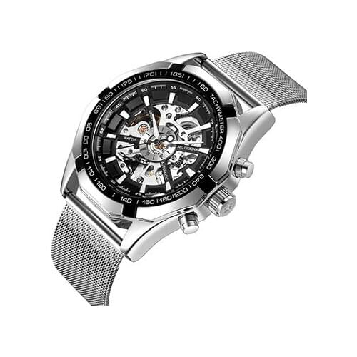 Top Luxury Brand MG ORKINA Watch Stainless Steel Mesh Band Automatic Mechanical Wristwatch Fashion Skeleton Watch Herren Uhren