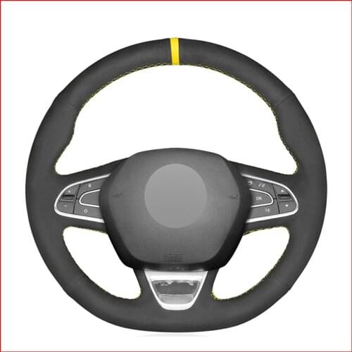 Mewant Black Suede Leather Steering Wheel Cover for Renault Kadjar 2015-2019 Koleos 2017-2019 Megane 2016-2019