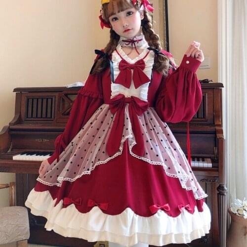 Cute Dress Japanese Lolita Dress Cosplay Original Harajuku Street Sweet Kawaii Ruffles Dress Female Japanese Cosplay 12508