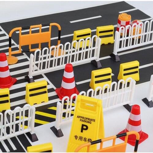 4PCS1:12 Dollhouse Miniature Mini Outdoor Road Constructions Scene At Road Construction Site Doll House Decration Accessories