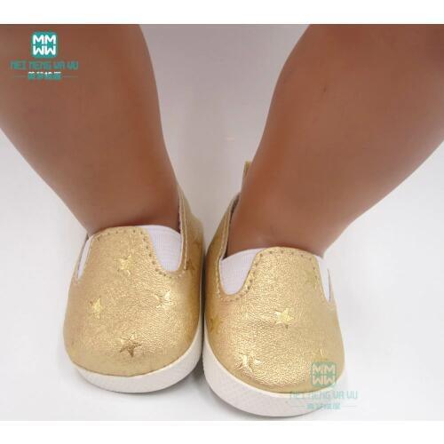 Fashionable Gold sports Plate shoes for dolls fit 43 cm new born dolls Accessories