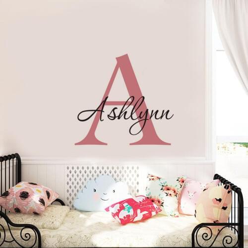 Monogram Wall Stickers Custom Name Available Wall Decals Customized Color Removable Vinyl Wall Sticker Personalised Decal SA100B