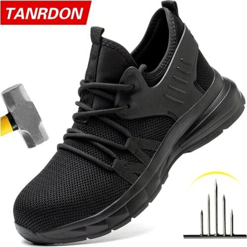 2021 New Breathable Men Safety Shoes Steel Toe Non-Slip Work Boots Indestructible Shoes Puncture-Proof Work Sneakers Men
