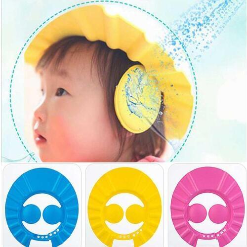 EVA Soft Baby Children Shampoo Bath Shower Cap Kids Bathing Protective Cap Bath Visor Adjustable Hat Wash Hair Shield with Ear