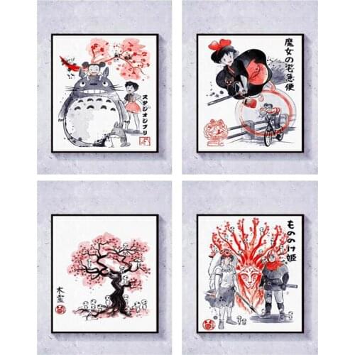 5Diamond painting anime my neighbor embroidery kit my neighbor totoro cross stitch kit growing tree ghost wolf mosaic decoration