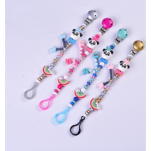New Baby Pacifier Clips Wood Cute Panda Koala Baby Pacifier Clips Pacifier Chain Dummy Clip Wooden Leash Nipple Holder Anti-Drop