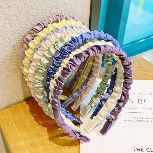 Solid Color Fashion Folds Women Girls Hairband Hair hoop Korean Style Stain Female Lady Washing Thin Hair Accessories Headband
