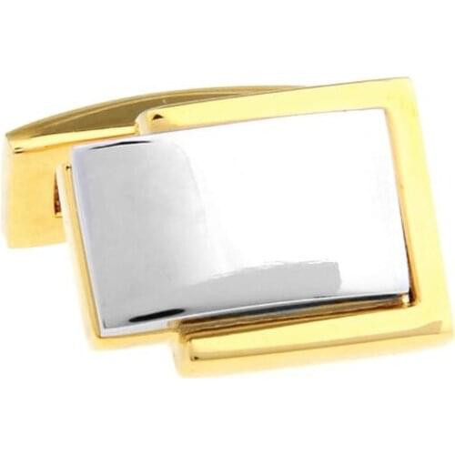 WholeSale 50pairs/lot high-grade stainless steel Cufflinks Rectangle cufflink Golden Silver Cuff Links Mens Gifts Luxury HQ