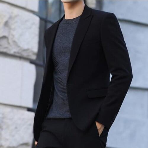 Autumn Blazer men Black Business Office jacket Slim Casual