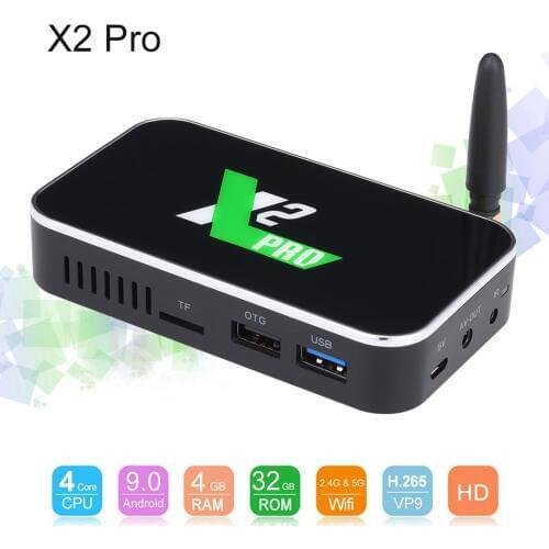 TV Box X2 Pro Smart TV Box Android 9.0 S905X2 Cortex A53 Quad Core 64 Bit 4GB/32GB 2.4G 5G WiFi 1000M LAN 4K Smart Box TV