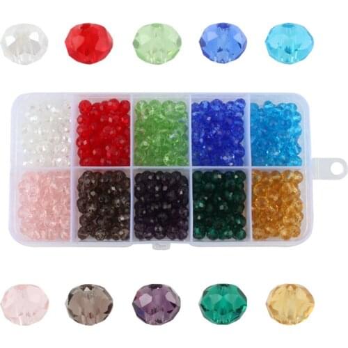 Multicolor Transparent Crystal Beads Jewelry Making Spherical Painted Glass Beads DIY Handmade Bracelet Necklace Set Wholesale