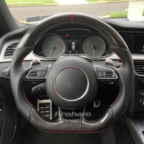 Carbon Fiber Steering Wheel With Perforated Leather Steering Wheel Replacement For Audi S4 2014 2015 2016 2017 2018 2019 2020