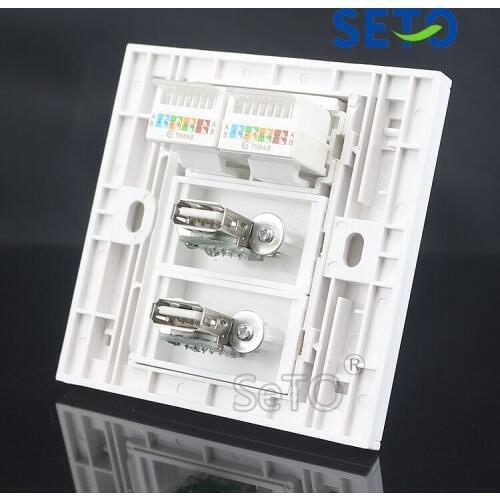 SeTo 86 Type Dual RJ45 Cat5e Network + Dual USB Assorted Panel Wall Plate Socket Keystone Faceplate