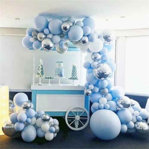 163pcs 4D Round Balloon Garland Arch Macaron Blue White Latex Balloons Chain Set Birthday Party Decor Baby Shower Wedding Baloon