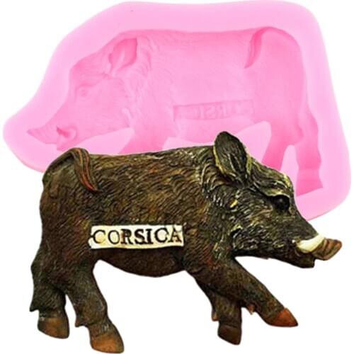 Wild Boar Silicone Mold Pig Fondant Mould Baby Birthday Cake Decorating Tools Cookie Baking Candy Clay Chocolate Gumpaste Moulds