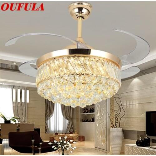 OULALA Modern Ceiling Fan Lights Lamps Remote Control Invisible Fan Blade For Dining Room Bedroom Restaurant