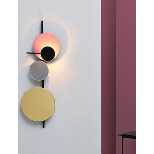 Nordic Loft Multicolor Metal Round Circle Led Wall Lamp Art DIY Style Planet Led Wall Scones Hotel Bedside Decro Indoor Lighting