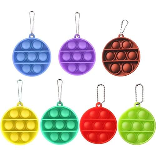 Squeeze Push Bubble Sensory Keyring Desktop Simple Dimple Fidget Autism Special Needs Decompression Toy Keychain
