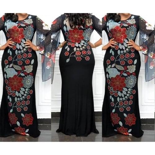 Tilapia sexy new party diamond maxi long dress luxury slim empire african bazin riche vestidos American clothing for lady
