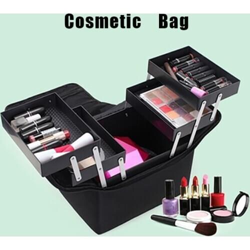 High Quality Professional Cosmetic Bag Women Makeup Multilayer Clapboard Large Capacity Storage case Multilayer Suitcase