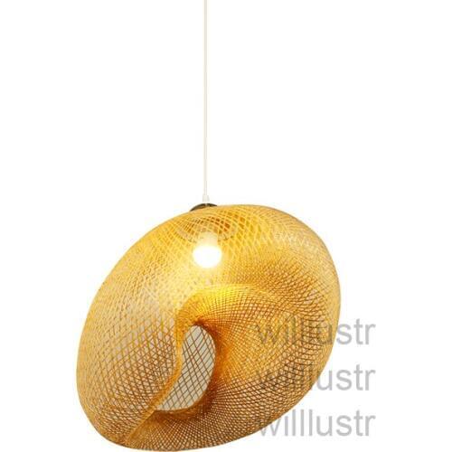 Willlustr irregular bamboo pendant light hanging lamp hotel restaurant nordic wood suspension lamp Bicorne design lighting