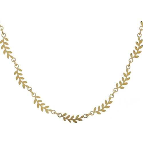 Fashion Stainless Steel Leaves Chain Necklace for Women Charm 14K Metal Choker Collar Statement Necklace Bijoux Collier Femme