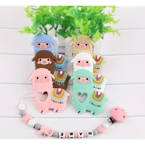 Kovict 1pcs Alpacas Silicone Teether Animal Molar Teether DIY Pacifier Chain Jewelry Accessories Chewable Nursing Baby Toys