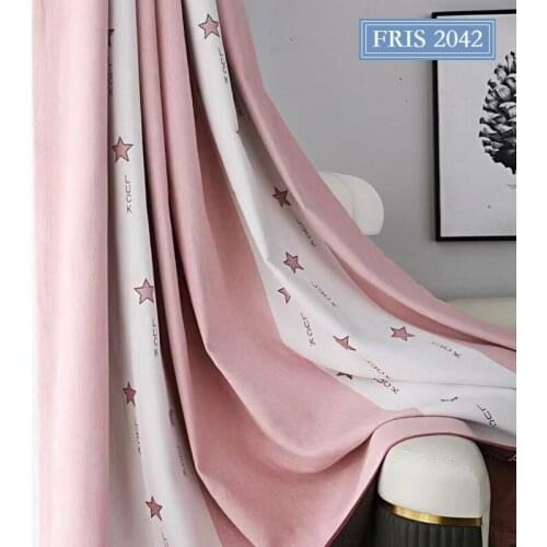 2021 Thick Cashmere Jacquard Curtain Nordic Small Star Stripe Stitching Curtains for Living Dining Room Bedroom