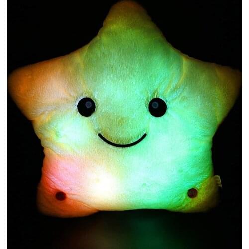 25cm Creative LED Luminous Pillow Star Cushion Soft Stuffed Plush Colorful Christmas Plush Light Toy Gift for Kid Children Girls