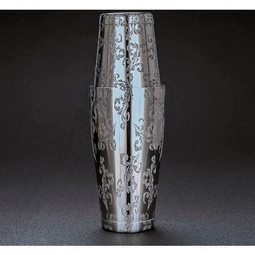 Boston Cocktail Shaker With Etched Pattern Unweighted Bar Cocktail Shaker cups Bartending set WJ506