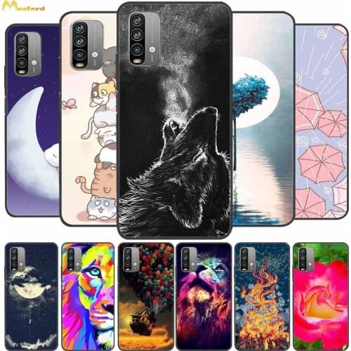 For Redmi 9T Case J19S Silicone Soft Phone Cases for Xiaomi Redmi 9T Back Cover Black TPU Tiger Coques Redmi9T 9 T 6.53'' Capa