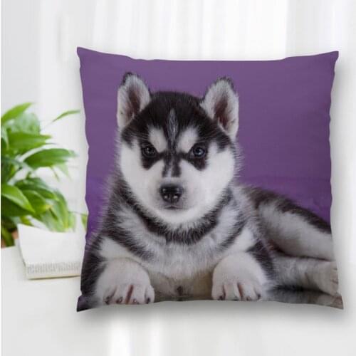 Custom Siberian Husky Dog Pillow Case Polyester Decorative Pillowcases Zipper Pillow Case Pillowcase Cover Square 40x40cm