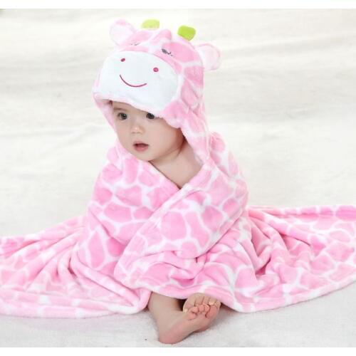 Baby Cartoon Animal Cosplay Photo props Receiving Blanket Flannel Cute Pink giraffe Design Newborn Infant Bath Sleeping Robe