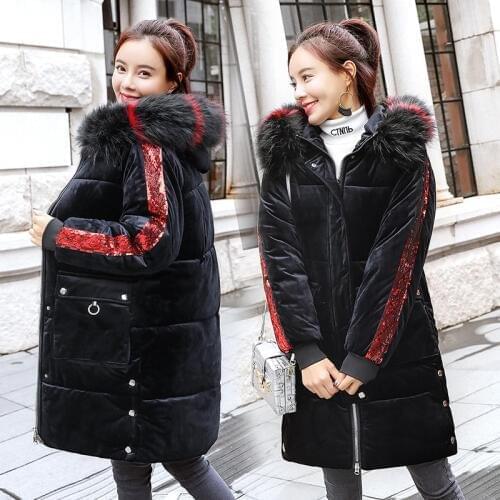Long 2019 New Fashion Slim Women Fur Collar Winter Jacket Cotton Padded Warm Thicken Ladies Coat Long Coats Parka Womens Jackets