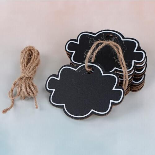 10pcs Notice Writing Wordpad Message Board Party Decoration Mini Wooden Hanging Blackboard Hemp String Cloud Chalkboard