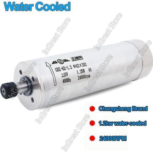 1.2KW Water Cooled Spindle Motor 24000RPM 62MM ER11 3PH 220V AC CNC Machine Engraving Carving Router Woodworking Changsheng