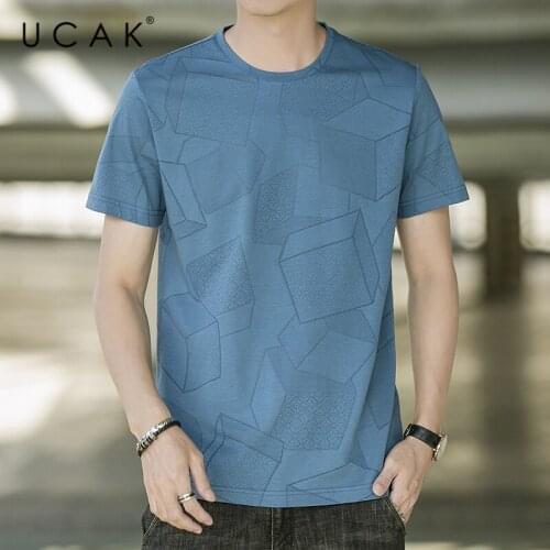 UCAK Brand Classic O-Neck Striped Short Sleeve T-Shirts Summer Fashion Style Streetwear Tops Casual Silk T Shirt Homme U5506